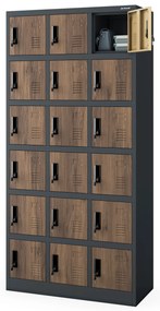 Zárható szekrény KAROL, 900 x 1850 x 400 mm, Eco Design: antracit/dió