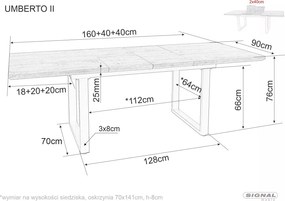 Umberto II bővíthető étkezőasztal 160-240 cm
