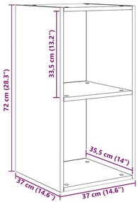 Fali TV Szekrény 2 pcs Kézműves tölgy 37 x 37 x 72 cm Faanyag