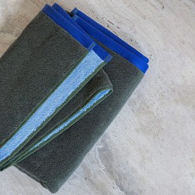 Sötétzöld-kék frottír bio pamut törölköző szett 2 db-os 40x55 cm Soft – Mette Ditmer Denmark