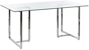 Ezüst Étkezőasztal Üveglappal 160 x 90 cm ENVIA Beliani