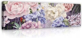 Vászonkép 145x45 Virágok rózsák hortenzia bazsarózsa csokor virág kompozíció