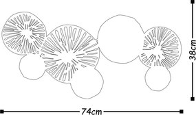 Fém fali dekoráció, circles, zöld-sárga 74x38 cm