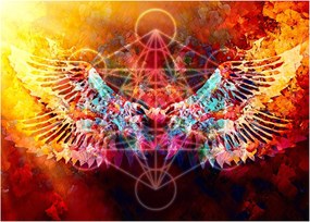 Kép - Merkaba szárnyakkal, absztrakció (üvegen) (70x50 cm)