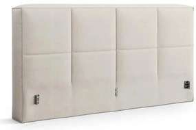 Krémszínű kárpitozott ágyneműtartós franciaágy ágyráccsal 140x200 cm Simon Darren – Micadoni