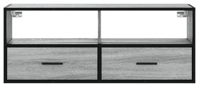 szürke sonoma színű szerelt fa és fém TV-szekrény 100x31x39,5cm