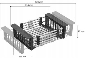 Teleszkópos csöpögtető mosogatóhoz szürke