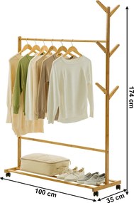 Kerekes akasztó, bambus, 100 cm széles, VIKIR TYP 3