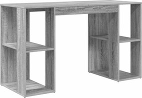 vidaXL Asztal polcokkal Szürke Sonoma 130 x 50.5 x 75 cm Faanyag