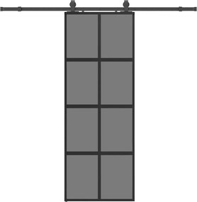 vidaXL fekete edzett üveg tolóajtó fémszerelék szettel 76x205 cm