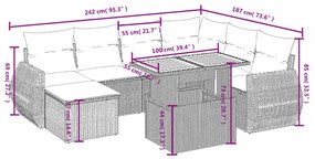 8-részes szürke polyrattan kerti ülőgarnitúra párnákkal