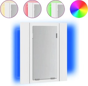 vidaXL fehér akril LED-es fürdőszobaszekrény tükörrel 40 x 12 x 45 cm