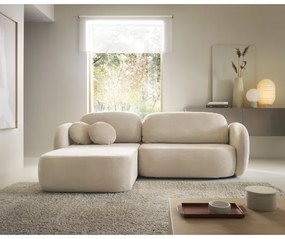 L alakú, balos OLBIA kihúzható ülőgarnitúra tárolóhellyel, bézs