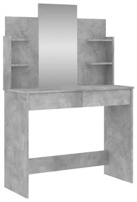 betonszürke fésülködőasztal tükörrel 96 x 39 x 142 cm