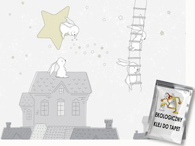 Fotótapéta Flizelina Nyuszik Csillagok Gyerek Pasztell 250x175 ragasztó