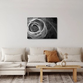 Üveg kép - Absztrakt rózsa fekete-fehér (70x50 cm)