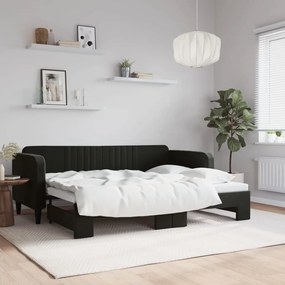 fekete kihúzható bársony heverő 80 x 200 cm