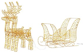 Rénszarvas húzta szán Meleg fehér 30 x 12 x 55 cm PET