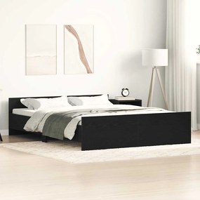 fekete tölgy színű szerelt fa ágykeret matrac nélkül 150x200 cm