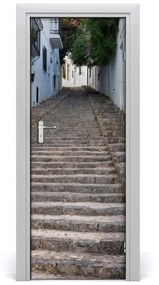 Ajtóposzter öntapadós kő lépcsők 75x205 cm