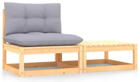 vidaXL 2 részes tömör fenyőfa kerti ülőgarnitúra párnákkal