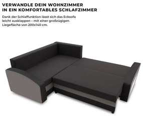 Grande sarokkanapé polcokkal , polc a jobb karfaban, baloldali, szövet anyag, bonell töltet, fekete - szürke