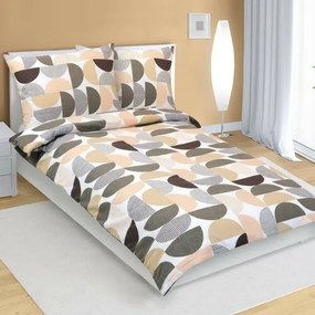 Bellatex Félkör flanel ágyneműhuzat barna, lazac, 140 x 200 cm, 70 x 90 cm, 140 x 200 cm, 70 x 90 cm