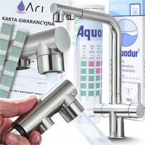 Konyhai Csaptelep Háromutas kihúzható kifolyócsővel Csaptelep Konyha Sárgaréz Inox