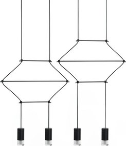 KING HOME JD0032-4P FLUSSO Többágú Függesztett Lámpa Fekete G9 IP20