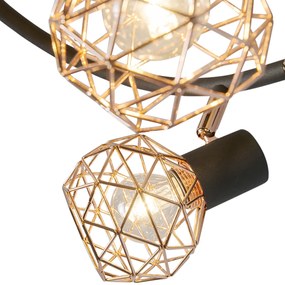 Modern spotlámpa fekete rézzel 3-lámpás - Mesh