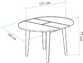 Oliver étkezőasztal, tölgy-fehér, 100 cm