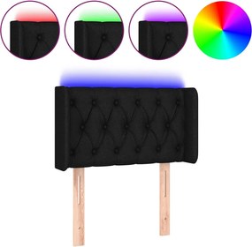 vidaXL fekete szövet LED-es fejtámla 83 x 16 x 78/88 cm