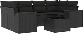 vidaXL 7 részes fekete polyrattan kerti ülőgarnitúra párnával