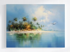 Poszter Tájkép Tenger Óceán Sziget Tengerpart Pálmafák Sirály 80x60