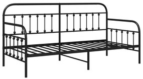 Fekete Nappaliágy Keret 100x190 cm Acél