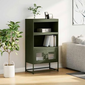 Highboard olívazöld 68x39x123 cm Acél