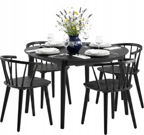 Étkező Szett Kerek Asztal 4 székkel tömör tölgy furnér 154x75cm
