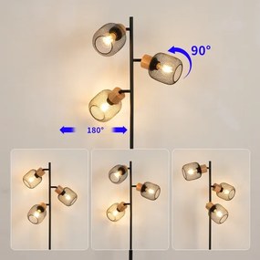 Brilagi - Állólámpa BASKLITE 3xE27/15W/230V kaucsukfa/fekete