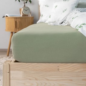 Goldea jersey körgumis lepedő - zsálya színű 90 x 200 cm