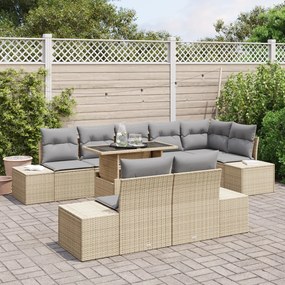 Kerti Kanapé Készlet 9 darabos Világosszürke Rattan