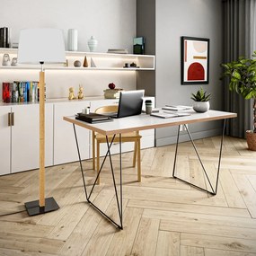 Flow fehér íróasztal fekete lábakkal, 140 x 75 cm - TemaHome