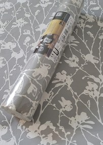 Szürke alapon fehér virágok tapéta 13224-20