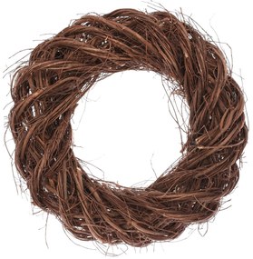 Fonott koszorú, barna, átmérő 30 cm, 30 cm átmérőjű