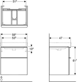 Geberit 500.352.00.1 - Smyle Square mosdó alatti szekrény, 61,7x58,4 cm, fehér