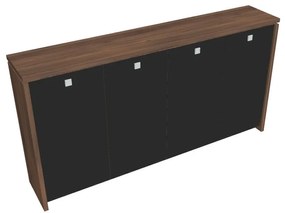 Verno közepes gardrób 248 x 46 x 130 cm, üvegajtó, dió / fekete