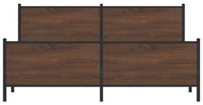 barna tölgy színű fém ágykeret matrac nélkül 180 x 200 cm