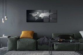 Üvegképek Fekete háttér Fehér térkép 120x60cm