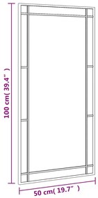 fekete téglalap alakú vas fali tükör 50 x 100 cm