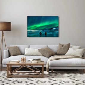 Emberek és az északi fény képe (90x60 cm)