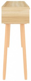 barna tömör fenyő és természetes rattan kisasztal 105x30x75 cm